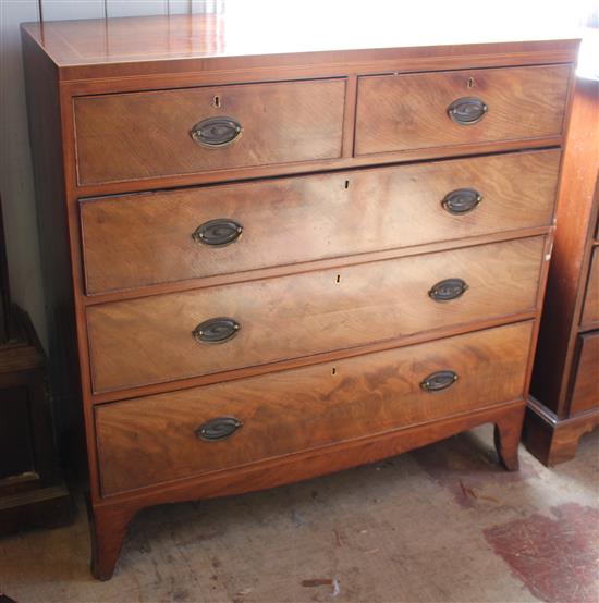 19thC inlaid mahogany chest of drawers